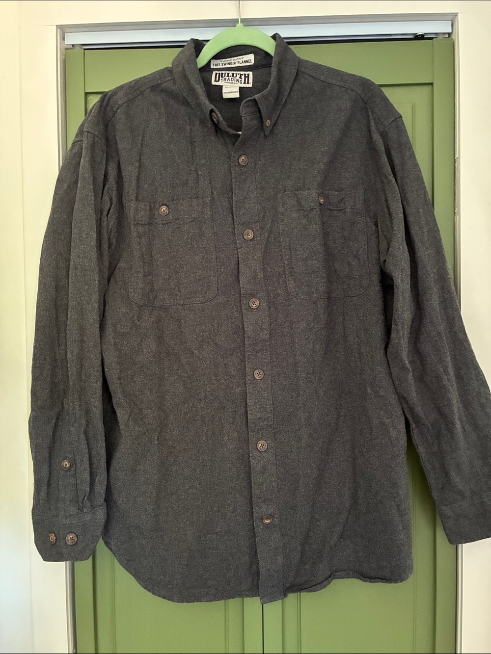 Duluth Trading Co Charcoal Gray Button-Down Work Shirt